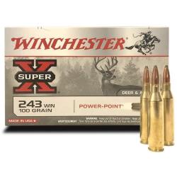 Munitions WINCHESTER calibre 243 Win Power Point 100gr - 6.5g x20