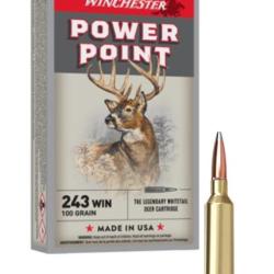 MUNITIONS WINCHESTER CALIBRE 243 WIN POWER POINT 100gr - 6.5g x20