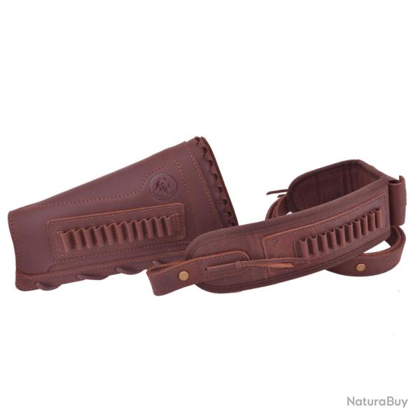 BRETELLE ET BUSC 22LR 17HMR ETC - MARRON - GAUCHER - LIVRAISON GRATUITE
