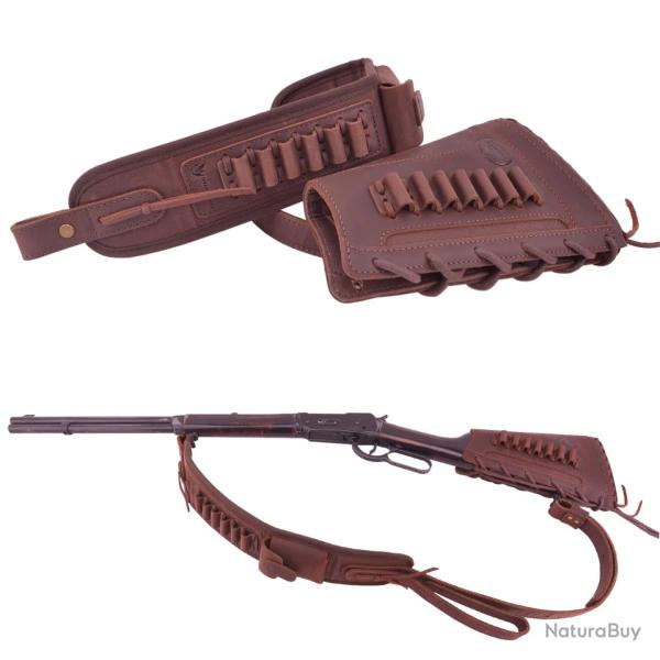 BUSC ET BRETELLE .357 30-30 ETC - MARRON - GAUCHER - LIVRAISON GRATUITE