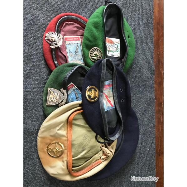 Lot de six b�rets arm�e fran�aise