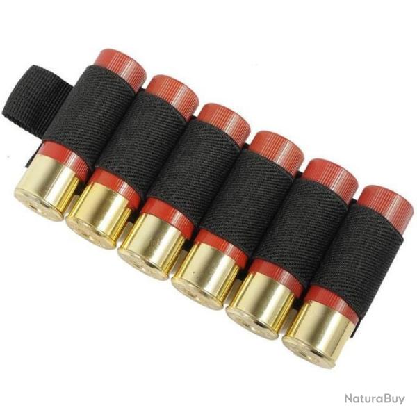 CARTOUCHI�RE TACTIQUE VELCRO 6 MUNITIONS CALIBRE 16 - NOIR - LIVRAISON GRATUITE