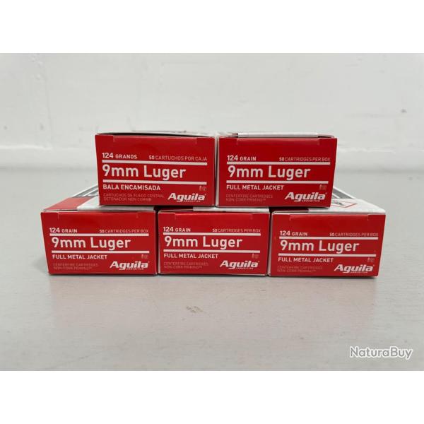 !! NEUF !! CARTOUCHE AGUILA CALIBRE 9x19 FMJ 124gr par 250