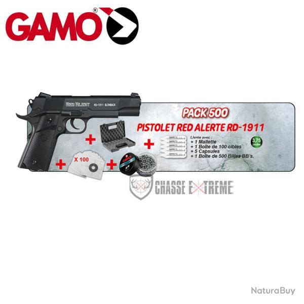Pack Pistolet GAMO Red Alerte Cerise 2025 3.75J Cal 4.5 mm