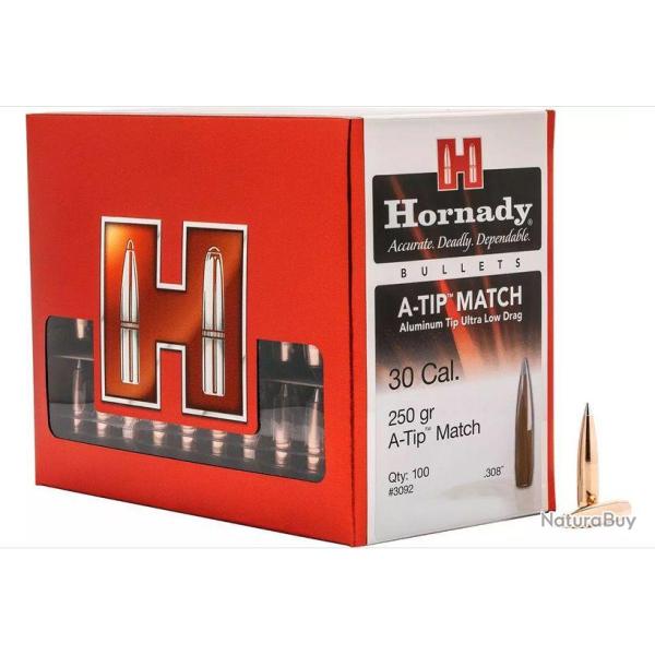 Ogives HORNADY 30 Cal 308 - 250grs A-TIP MATCH - 3092 - Bo�te de 100