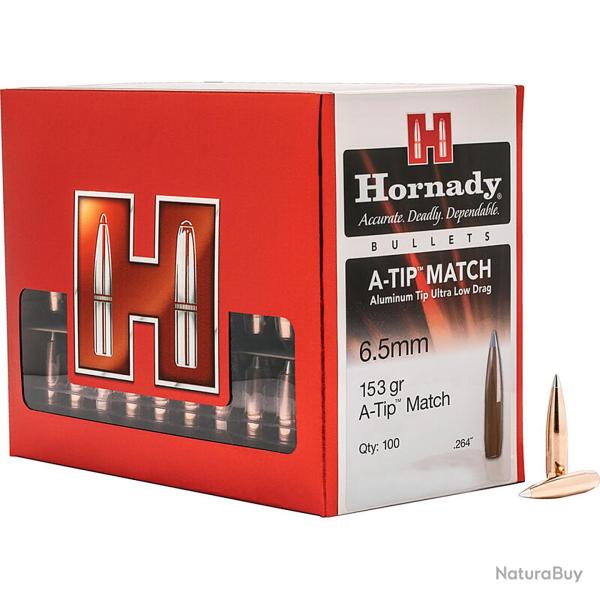 Ogives HORNADY 6.5MM .264 153grs A-TIP MATCH - 2638 -Bo�te de 100 unit�s