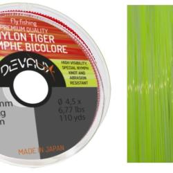 FIL DEVAUX TIGER NYMPHE BICOLORE 100M CHARTREUSE-BLANC 0.203mm - 4.58kg