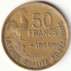 Pi&egrave;ce de Monnaie France  50 francs G. Guiraud 1958 Rare R1