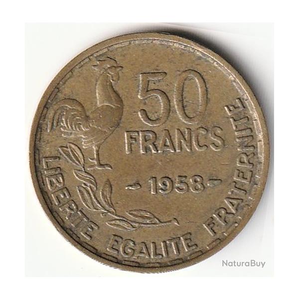 Pi�ce de Monnaie France  50 francs G. Guiraud 1958 Rare R1