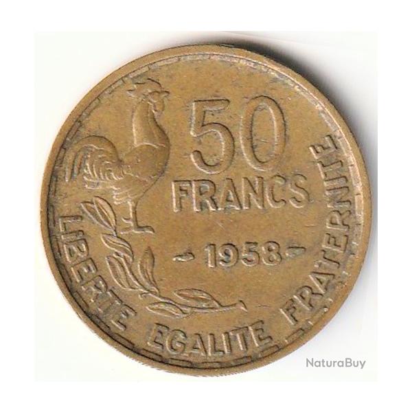 Pi�ce de Monnaie France  50 francs G. Guiraud 1958 Rare R1