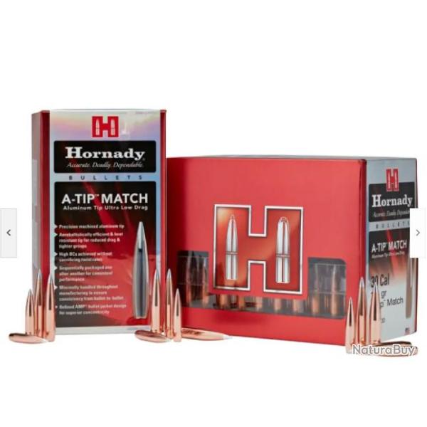 Ogives HORNADY A-TIP MATCH - Cal: 30 (.308") - 176gr - 30717 - Bo�te de 100