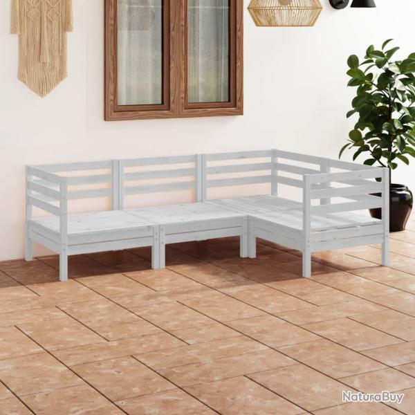 Salon de jardin 4 pcs Bois de pin massif Blanc