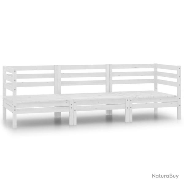 Salon de jardin 3 pcs Bois de pin massif Blanc