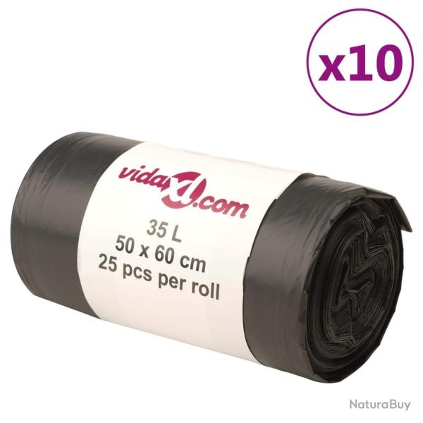 Sacs poubelles 250 pcs noir 35 L