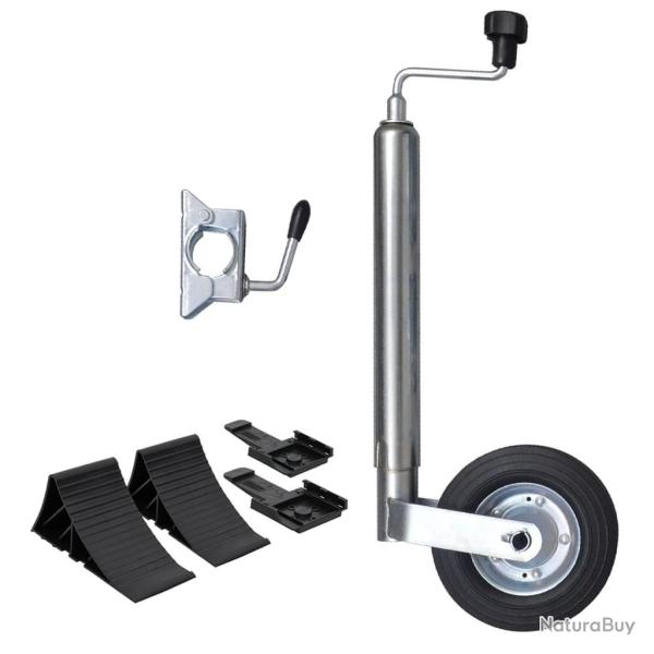 Roue jockey 48 mm avec 1 pince divise et des cales de roue