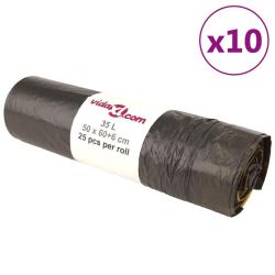 Sacs poubelles avec cordons 250 pcs noir 35 L