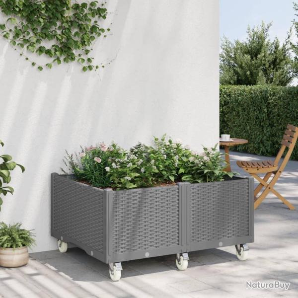 Jardinire  roulettes gris clair 100x80x54 cm PP