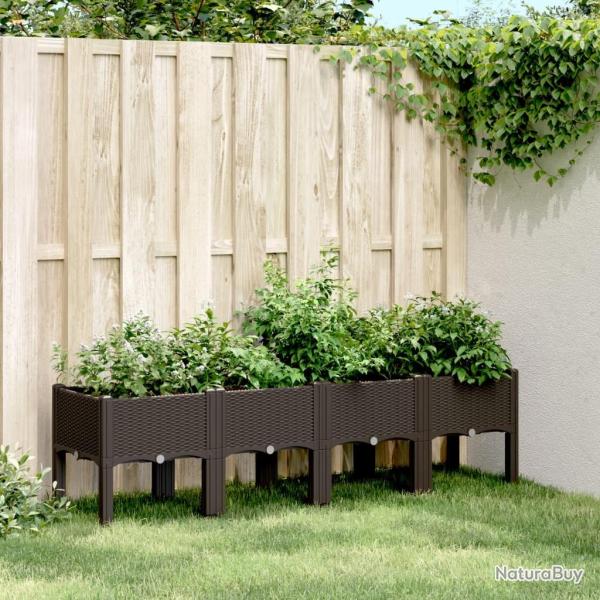 Jardini�re avec pieds marron 160x40x42 cm PP