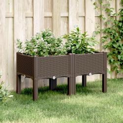 Jardini&egrave;re avec pieds marron 80x40x42 cm PP