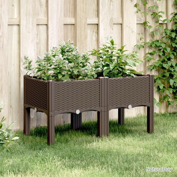 Jardini�re avec pieds marron 80x40x42 cm PP