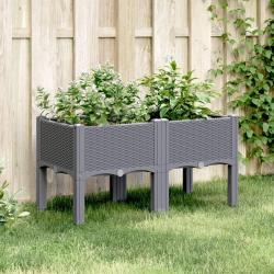 Jardini&egrave;re avec pieds bleu gris 80x40x42 cm PP
