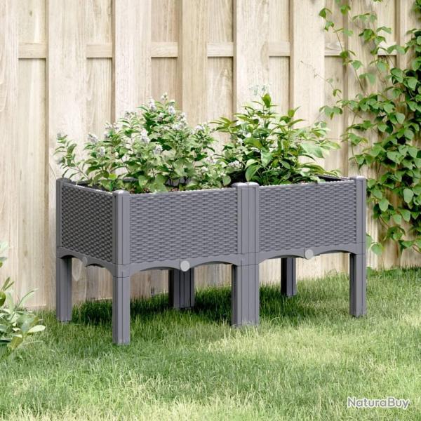 Jardini�re avec pieds bleu gris 80x40x42 cm PP