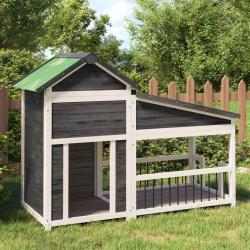 Chenil gris 143x60,5x109 cm bois de pin solide
