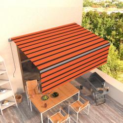 Auvent manuel r&eacute;tractable avec store 4,5x3 m Orange et marron