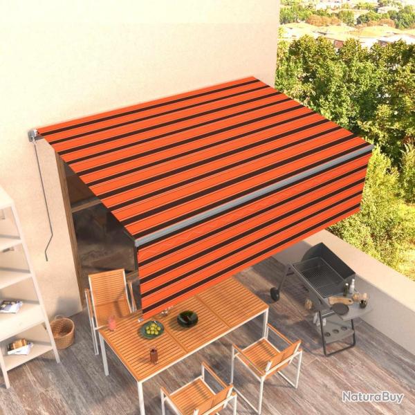 Auvent manuel r�tractable avec store 4x3 m Orange et marron