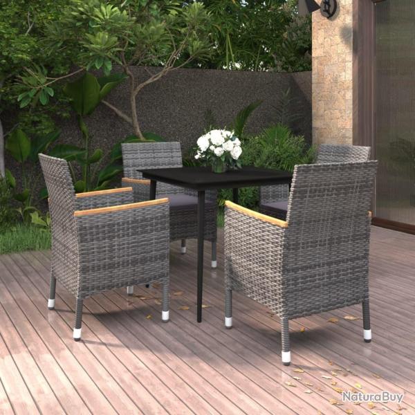 Ensemble � manger de jardin coussins 5 pcs R�sine tress�e Verre