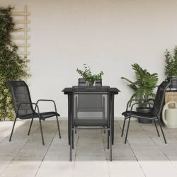 Ensemble &agrave; manger de jardin 5 pcs noir textil&egrave;ne et acier