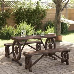 Ensemble &agrave; manger de jardin 3 pcs bois de sapin massif