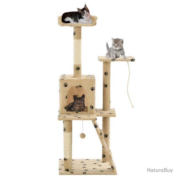 Arbre  chat avec griffoirs en sisal 120 cm Beige Motif pattes