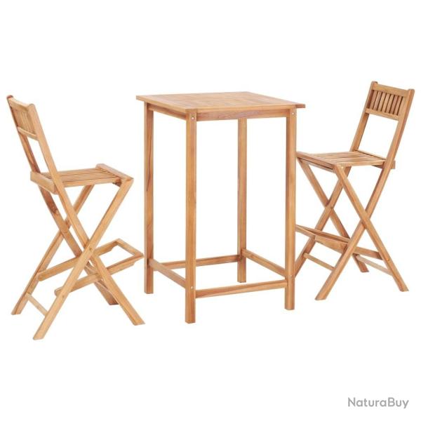 Ensemble de bar 3 pcs Bois de teck solide