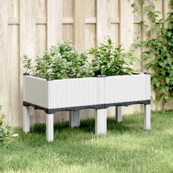 Jardini&egrave;re avec pieds blanc 80x40x42 cm PP