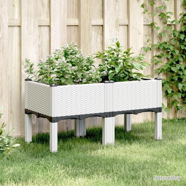 Jardini�re avec pieds blanc 80x40x42 cm PP