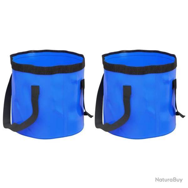 Seaux pliables 2 pcs bleu 30 L PVC