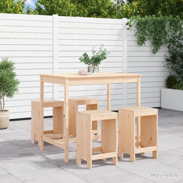 Ensemble de bar de jardin 5 pcs bois de pin massif