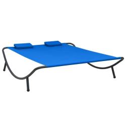Chaise longue d'ext&eacute;rieur tissu bleu