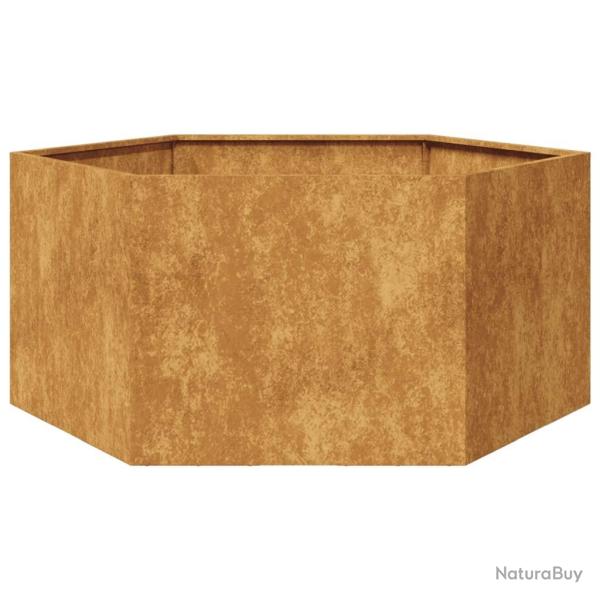 Jardinire hexagone 104x90x45 cm acier patinable