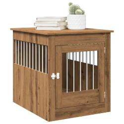 Meuble de cage pour chiens ch&ecirc;ne artisanal 64,5x80x71 cm