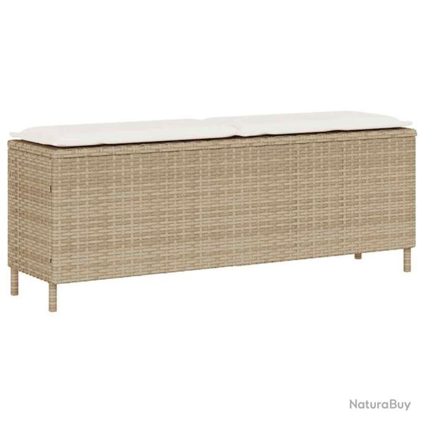 Banc de jardin avec coussin beige 110x30x40,5 cm r�sine tress�e
