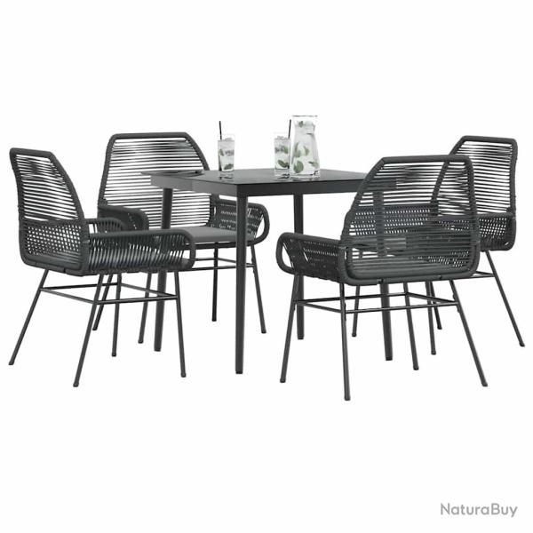 Ensemble � manger de jardin et coussins 5 pcs noir rotin verre