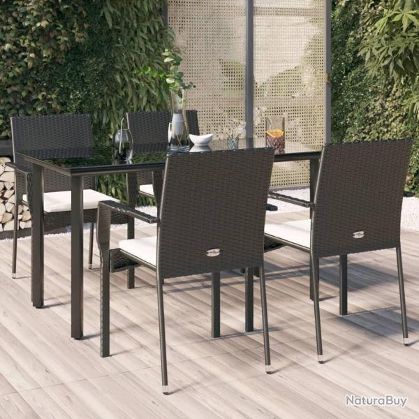 Ensemble � manger de jardin coussins 5pcs Noir R�sine tress�e