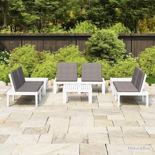 Salon de jardin 6 pcs avec coussins Plastique Blanc