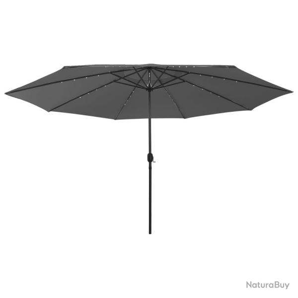 Parasol de jardin avec lumires LED et mt en mtal anthracite