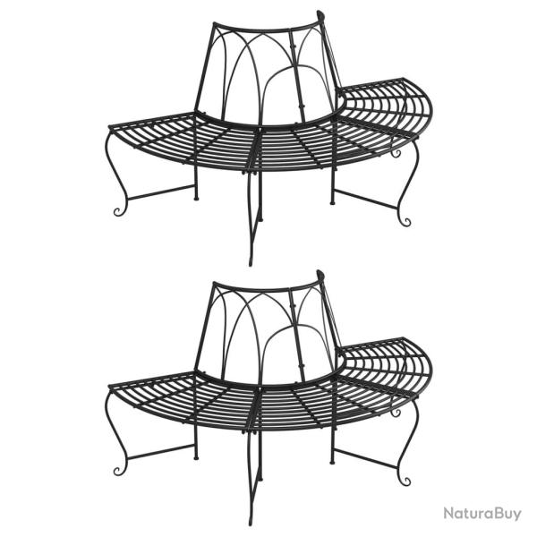 Banc demi-circulaire tour d'arbre lot de 2 �159 cm Noir Acier