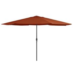 Parasol de jardin avec m&acirc;t en m&eacute;tal 390 cm terre cuite