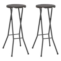 Tabouret de bar pliable lot de 2 PEHD et acier Aspect rotin