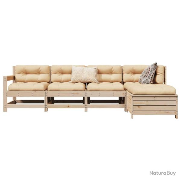 Salon de jardin 5 pcs bois de pin massif